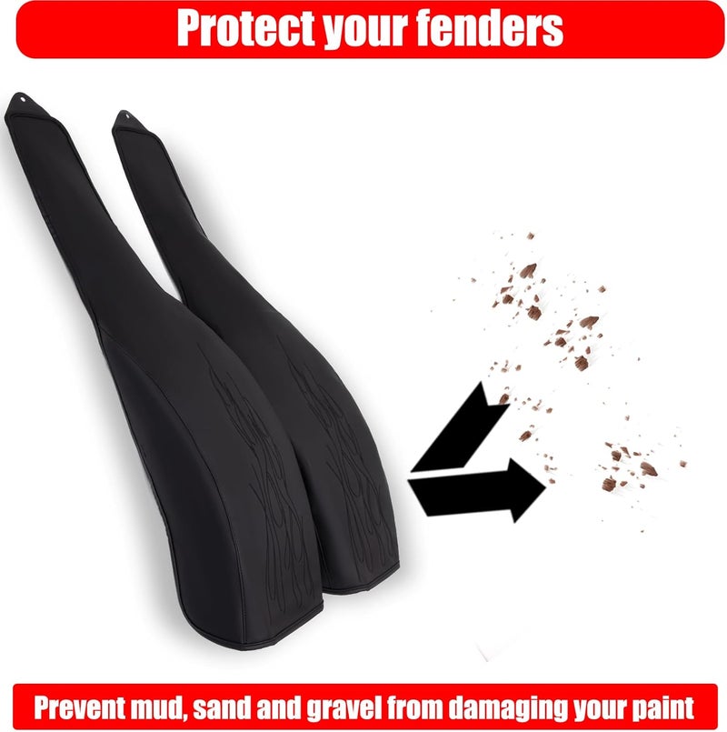 VPZMT PU Leather Flame Rear Trike Fender Bra for Harley Tri Glide Ultra Classic FLHTCUTG 2009-2025, Street Glide Trike FLHXXX 2010-2011 (Black) - Image 5
